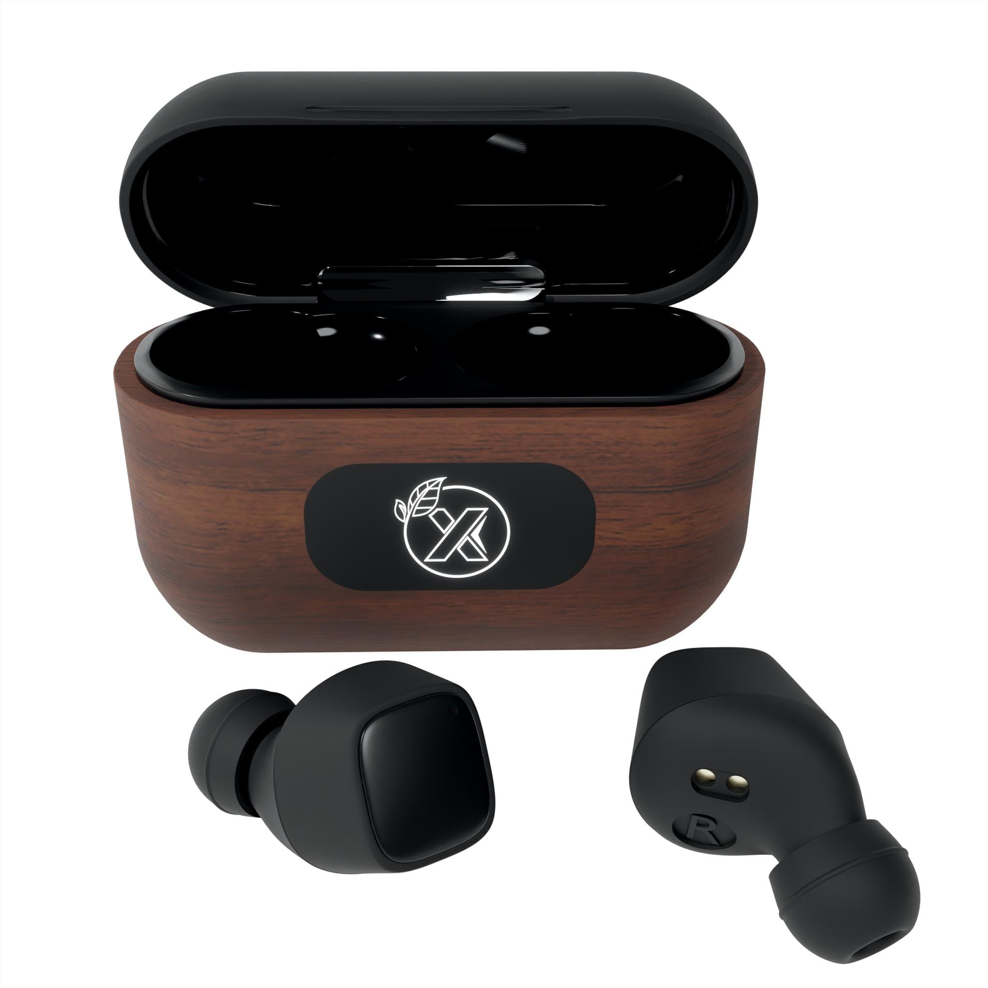 Walnut Wood Wireless Earbuds and Charging Case