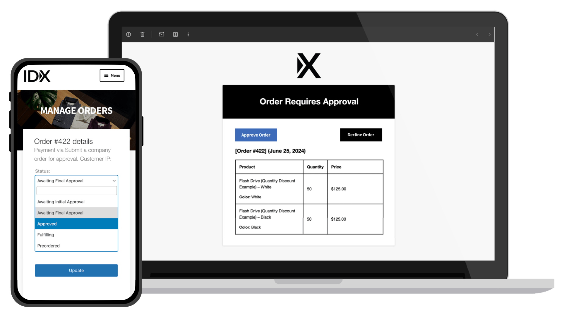 IDX Stores Order Approval Workflow Example