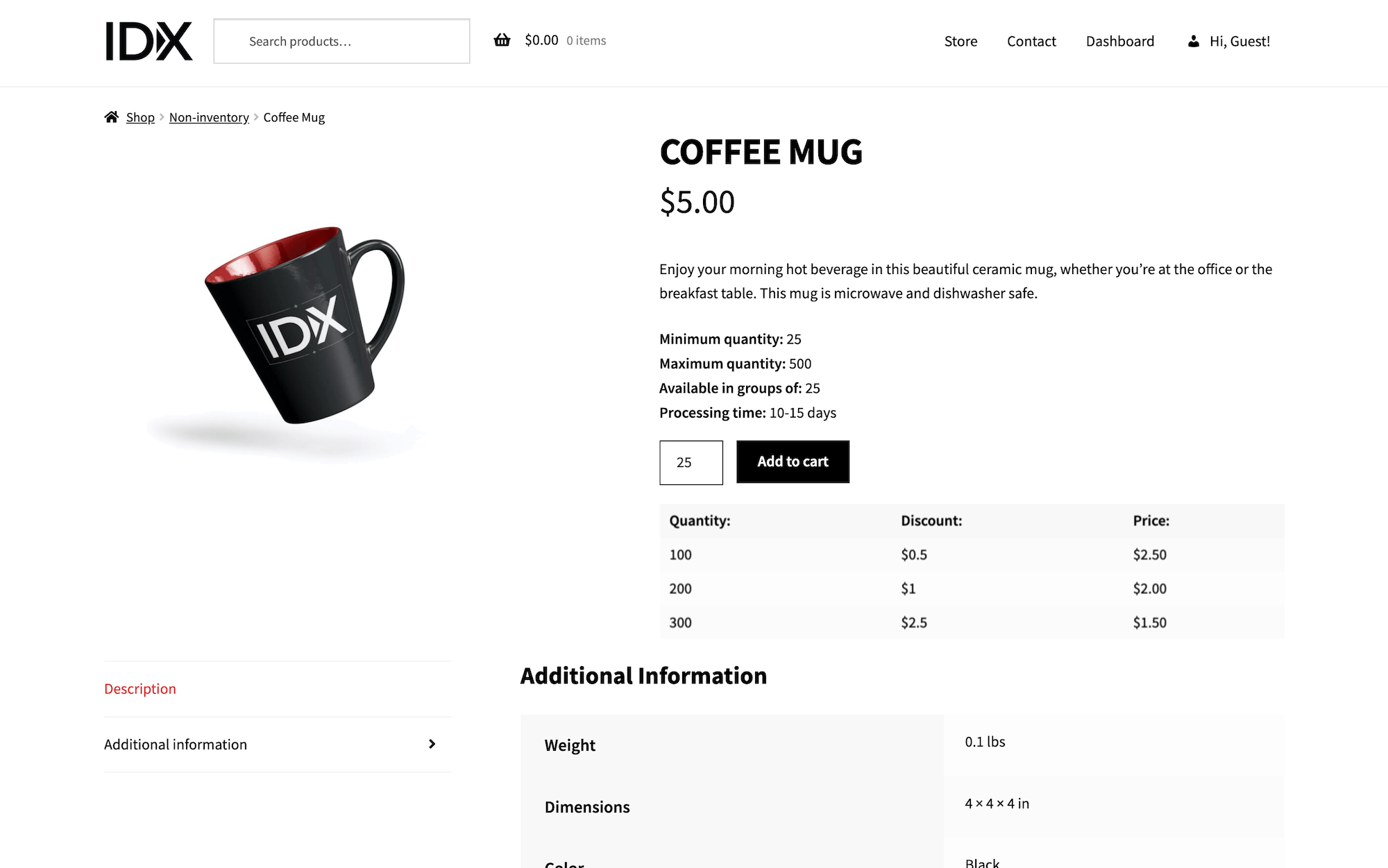 IDX Stores Single Product Coffee Mug